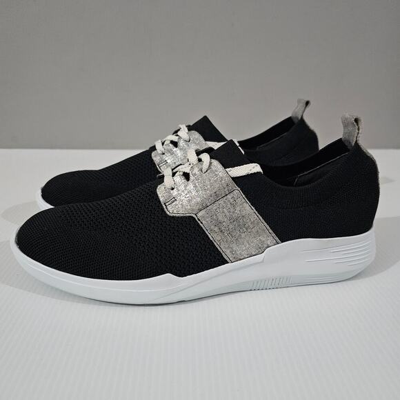 NEW Munro Sandi Sneaker Womens 8.5 NARROW Black Knit Cloud Gray Slip On Casual - Picture 1 of 11